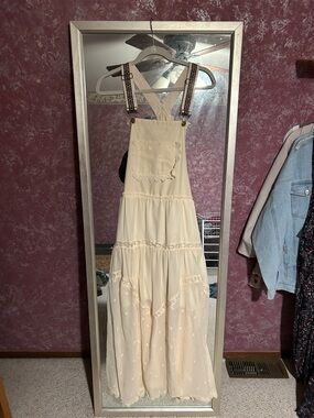 Boho Cream Tiered Embroidered Maxi Dress